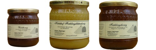 Honig der Imkerei Matzinger, drei Honiggl&auml;ser